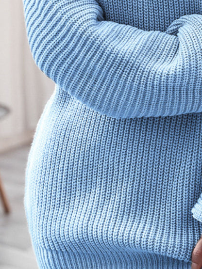 Rib-Knit Mini Sweater Dress - Fashion Finder Hub