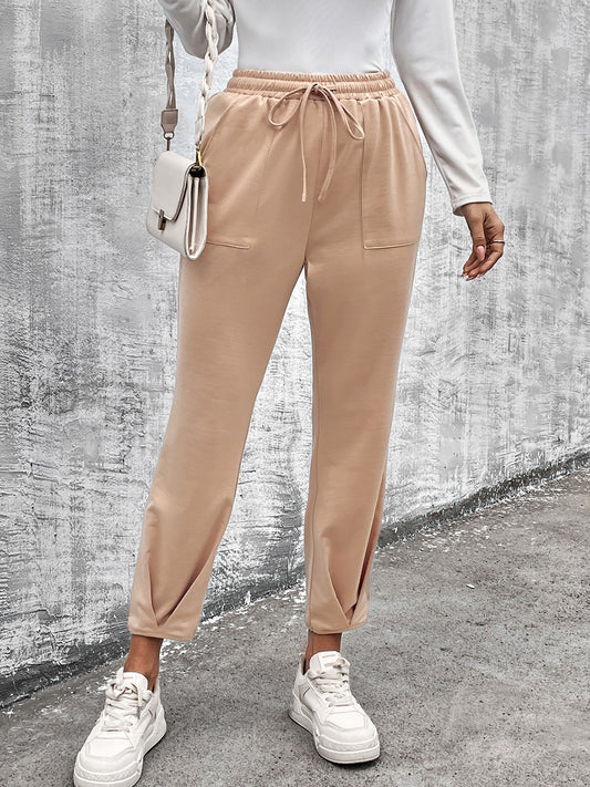 Drawstring Straight Pants with Pockets - Fashion Finder Hub