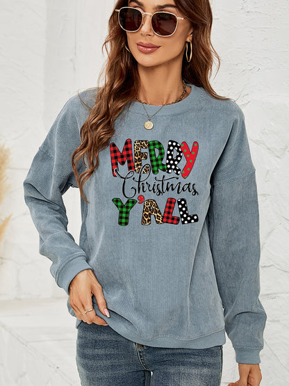 MERRY CHRISTMAS Y'ALL Graphic Sweatshirt - Fashion Finder Hub