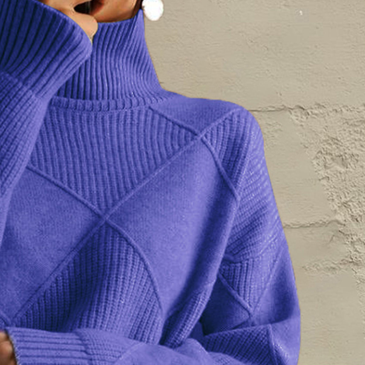Geometric Turtleneck Long Sleeve Sweater - Fashion Finder Hub