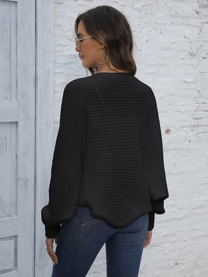 Bat Sleeve Open Front Short Cardigan - Fashion Finder Hub