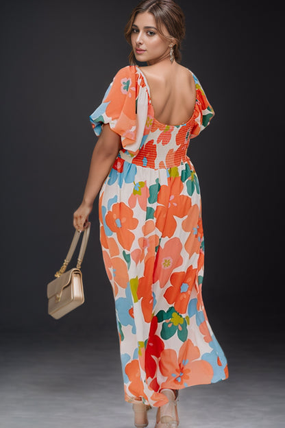 Plus Size Printed Short Sleeve Dress - Fashion Finder Hub