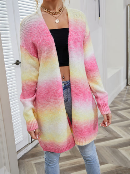Full Size Gradient Open Front Cardigan - Fashion Finder Hub