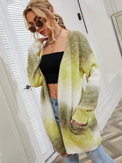 Full Size Gradient Open Front Cardigan - Fashion Finder Hub