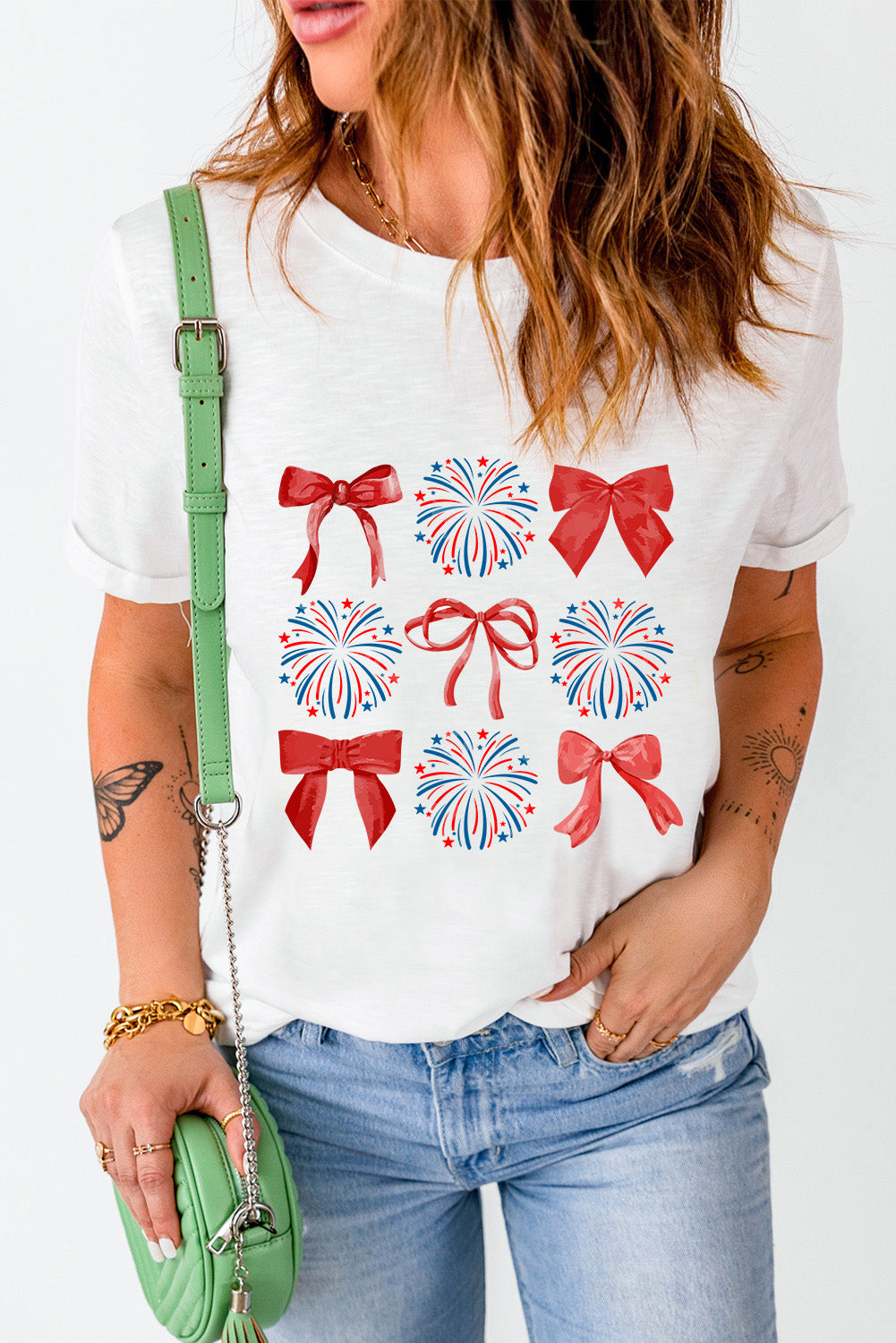 Bow Graphic Round Neck Short Sleeve T-Shirt - Fashion Finder Hub
