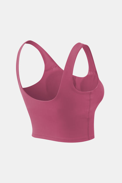 Cropped Scoop Neck Active Tank Top - Fashion Finder Hub