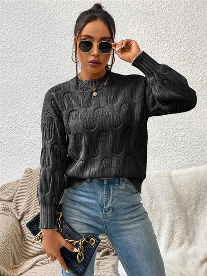 Round Neck Long Sleeve Sweater - Fashion Finder Hub