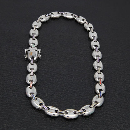 16"-30" Cubic Zirconia Solid Coffee Beans Pig Nose Link Chain Necklace