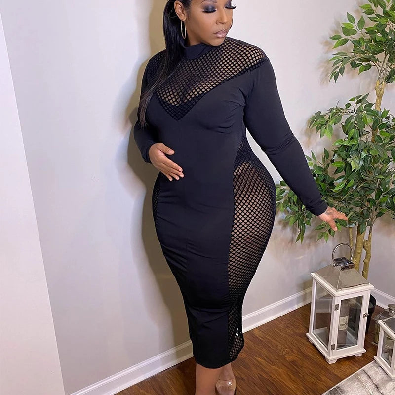 Long Sleeve Hollow Out Bodycon Dress