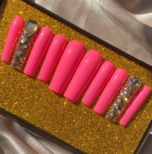 Exclusive Elegant French Design Private Label Short Matte Handmade Press Nails Fake Full Cover Rhinestone Acrylic Artificial