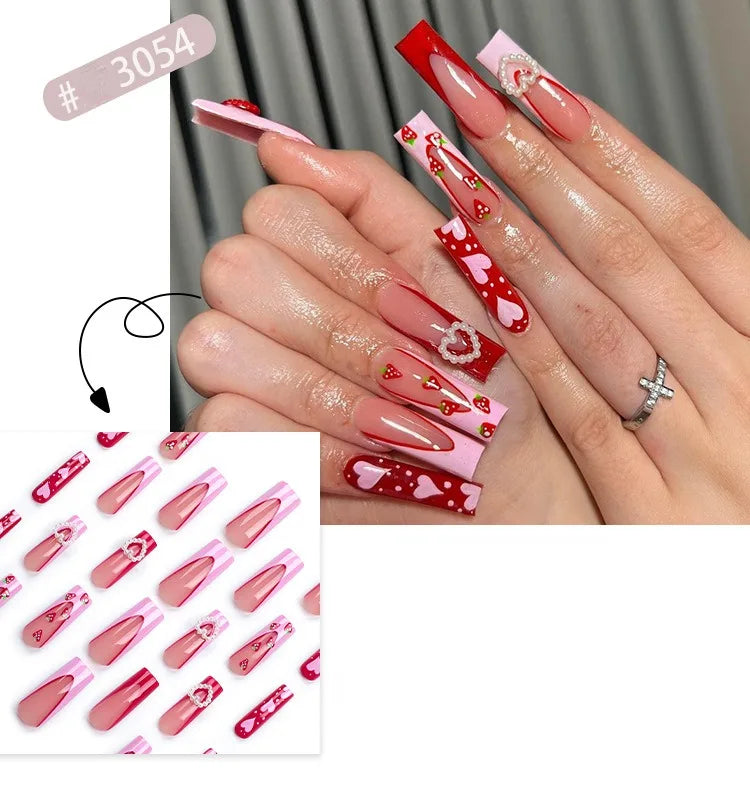 24 Pcs French Style Romantic Art Dating Nail Sets