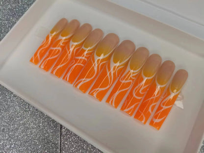 French Press on Nails Acrylic Hand Painted Designer Private Label Logo Customized Packaging Artificial Fingernails