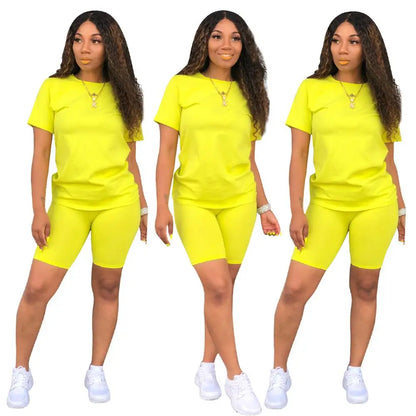 O-neck Crop Top + Short Sets 2 Piece Set For Women