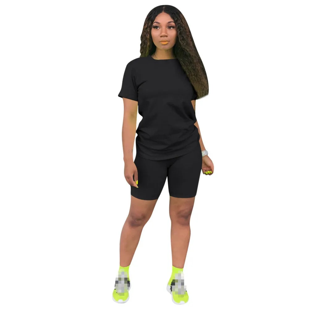 O-neck Crop Top + Short Sets 2 Piece Set For Women