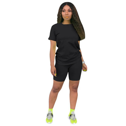 O-neck Crop Top + Short Sets 2 Piece Set For Women