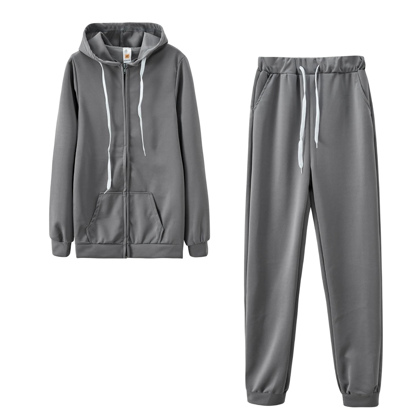 Fashion Trend Solid Color Plus Fleece Sports Color Sweater Two-piece Sets