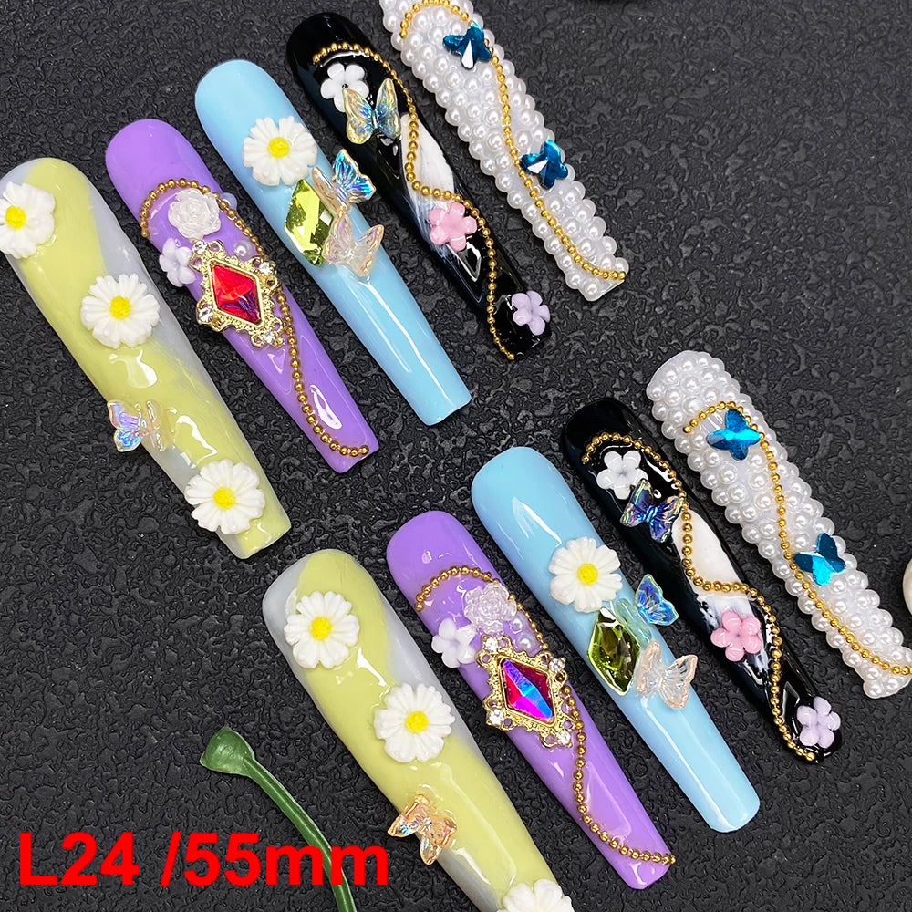 Custom Elegant 3D Decoration Ballerina Wearable Artificial Handmade Press on Nails 10PCS Hand Paint Trapezoid Nails Art Manicure