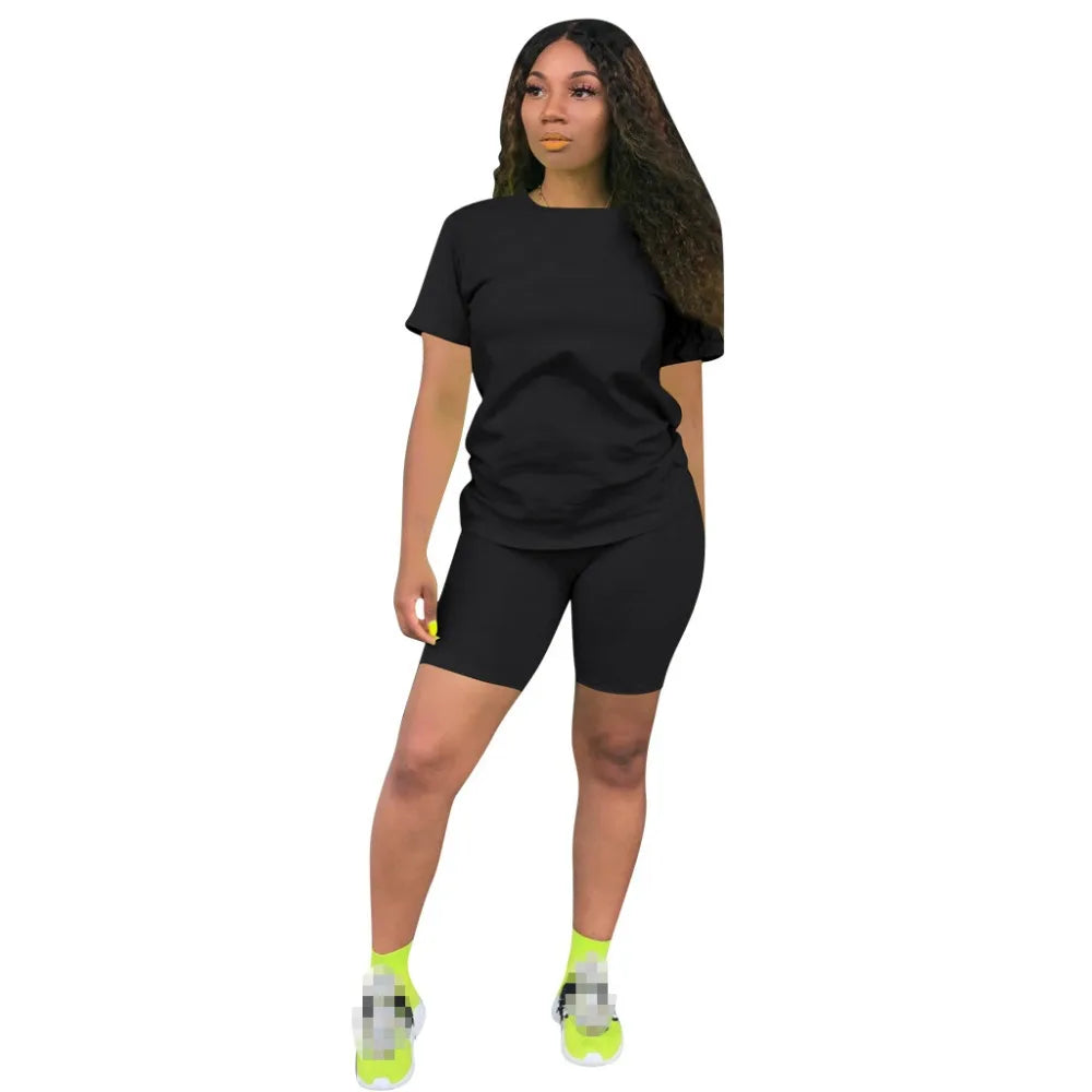 O-neck Crop Top + Short Sets 2 Piece Set For Women