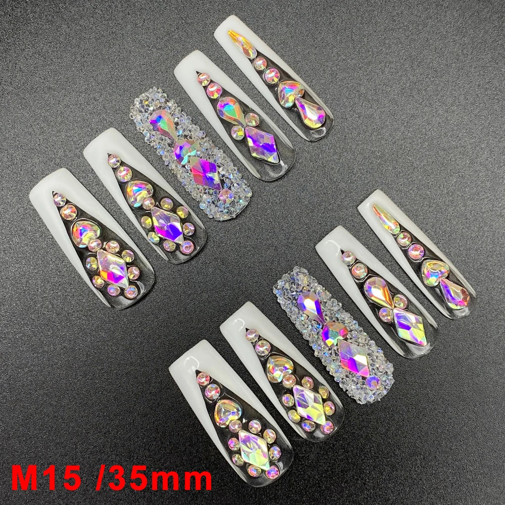 Wholesale Best Quality Durable Acrylic Handmade False Press on Nails 10PCS Luxury Long Ballerina Artificial Fingernail with Glue
