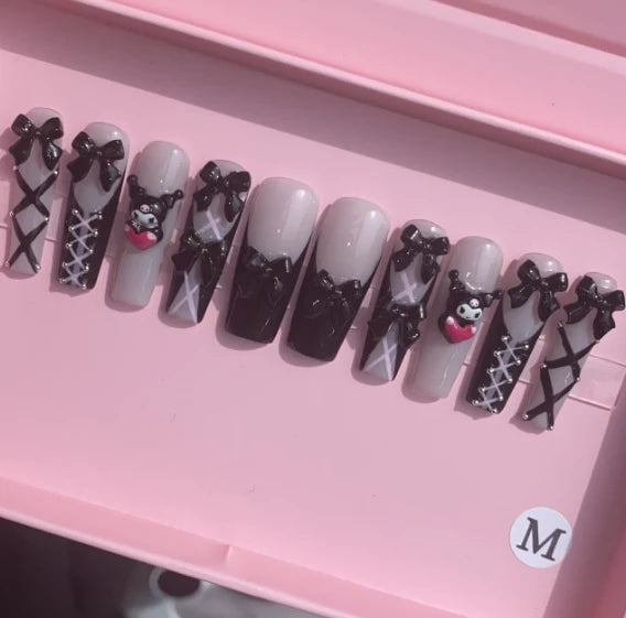 Exclusive Elegant French Design Private Label Short Matte Handmade Press Nails Fake Full Cover Rhinestone Acrylic Artificial