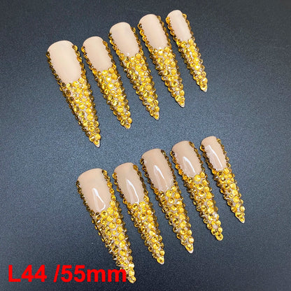 Custom Elegant 3D Decoration Ballerina Wearable Artificial Handmade Press on Nails 10PCS Hand Paint Trapezoid Nails Art Manicure