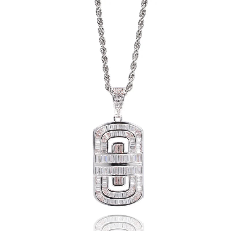 Micro Paved AAA+ Cubic Zirconia Geometric Square Pendants Necklaces