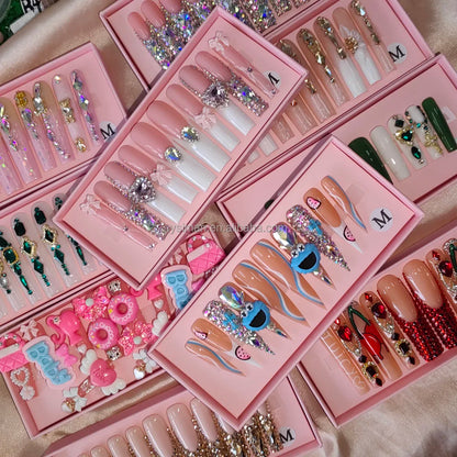 Exclusive Elegant French Design Private Label Short Matte Handmade Press Nails Fake Full Cover Rhinestone Acrylic Artificial