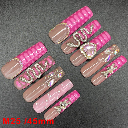 Wholesale Best Quality Durable Acrylic Handmade False Press on Nails 10PCS Luxury Long Ballerina Artificial Fingernail with Glue