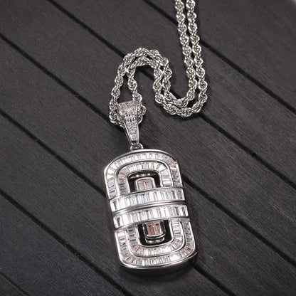 Micro Paved AAA+ Cubic Zirconia Geometric Square Pendants Necklaces