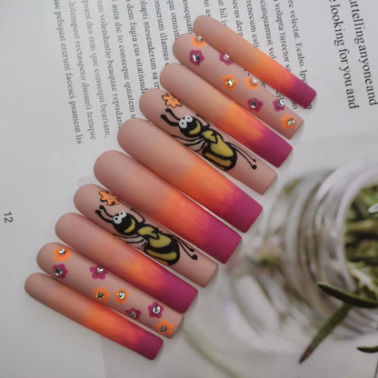 French Press on Nails Acrylic Hand Painted Designer Private Label Logo Customized Packaging Artificial Fingernails