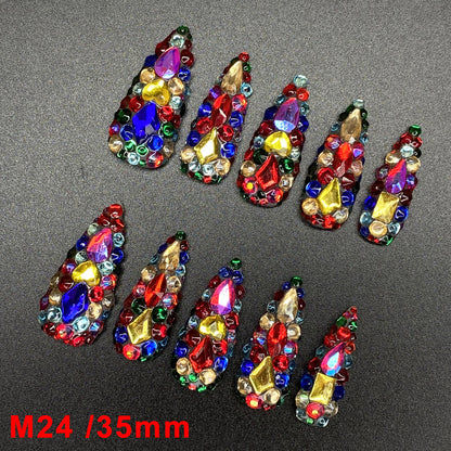 Wholesale Best Quality Durable Acrylic Handmade False Press on Nails 10PCS Luxury Long Ballerina Artificial Fingernail with Glue