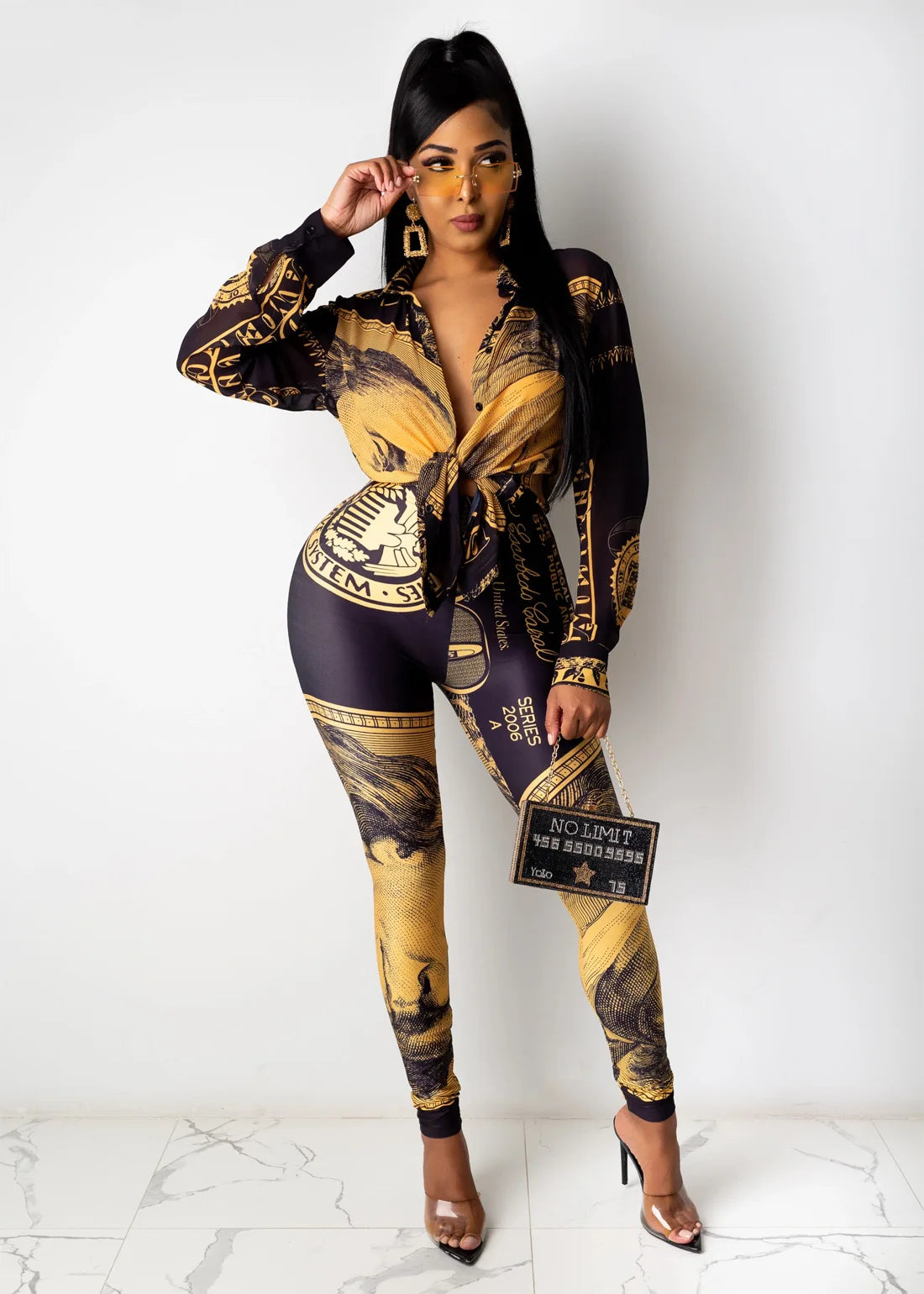 Unice US Dollar Money Printed 2 Piece Outfit