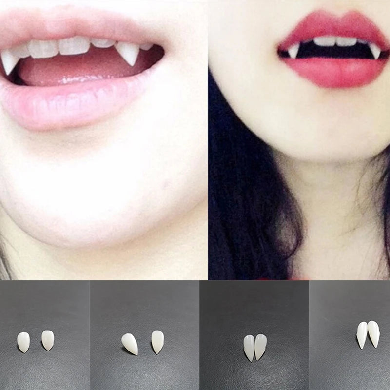 1pair Bloodcurdling Vampire Werewolves Fangs Fake Dentures Teeth Costume Halloween Fad