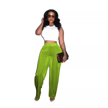 Multi-Color Velvet Wide Leg Pants Ts1296
