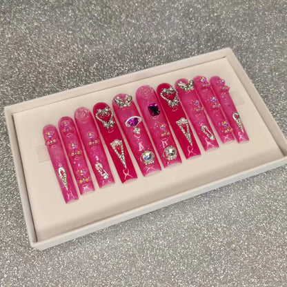 French Press on Nails Acrylic Hand Painted Designer Private Label Logo Customized Packaging Artificial Fingernails