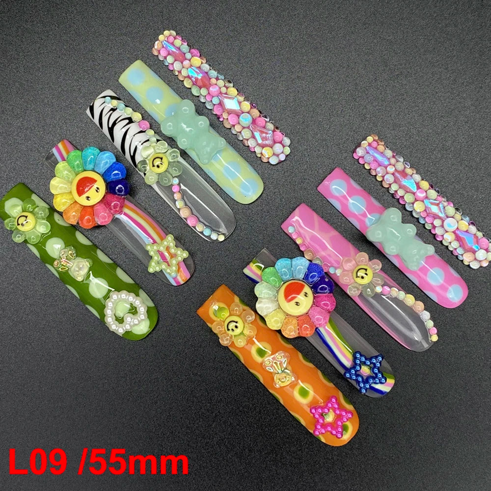 Wholesale Best Quality Durable Acrylic Handmade False Press on Nails 10PCS Luxury Long Ballerina Artificial Fingernail with Glue