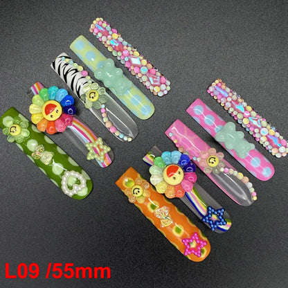 Wholesale Best Quality Durable Acrylic Handmade False Press on Nails 10PCS Luxury Long Ballerina Artificial Fingernail with Glue