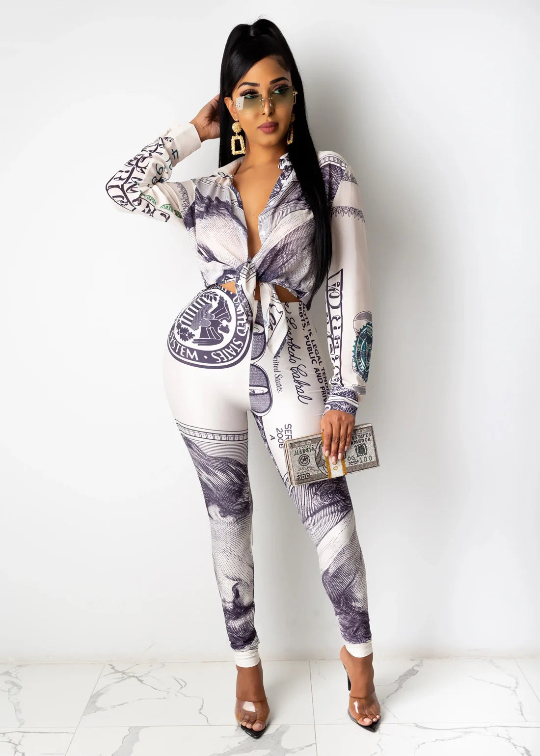 Unice US Dollar Money Printed 2 Piece Outfit