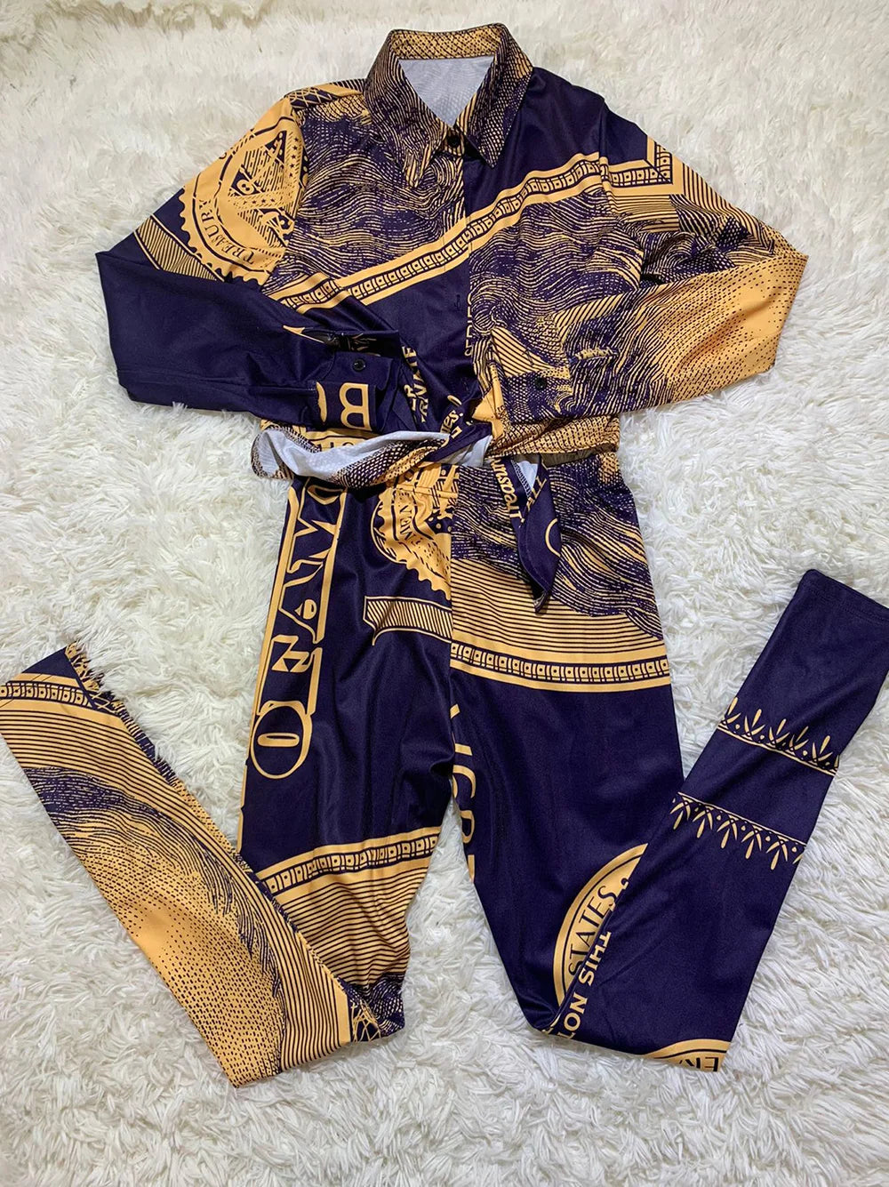 Unice US Dollar Money Printed 2 Piece Outfit