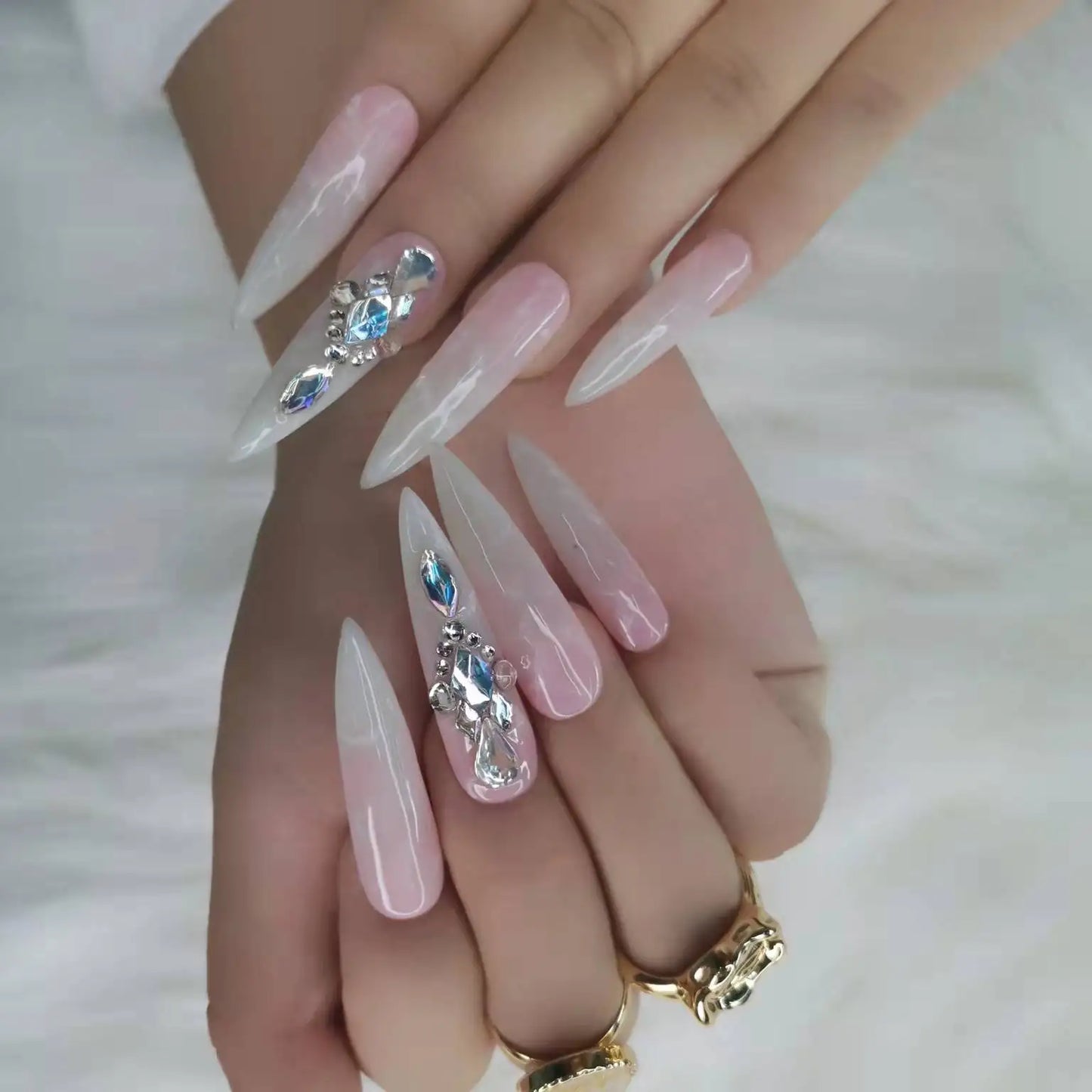 French Press on Nails Acrylic Hand Painted Designer Private Label Logo Customized Packaging Artificial Fingernails