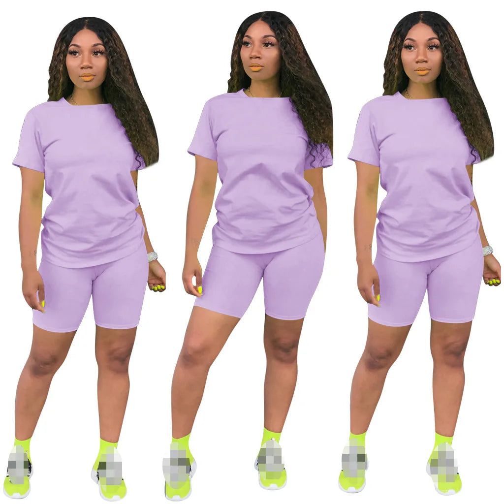 O-neck Crop Top + Short Sets 2 Piece Set For Women