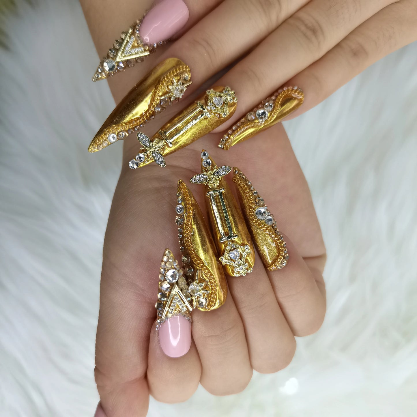 French Press on Nails Acrylic Hand Painted Designer Private Label Logo Customized Packaging Artificial Fingernails