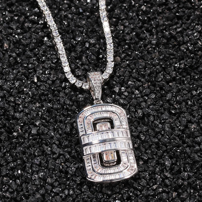 Micro Paved AAA+ Cubic Zirconia Geometric Square Pendants Necklaces