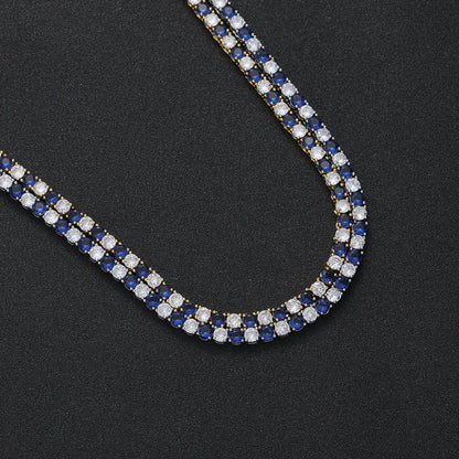 4mm Hip Hop Claw Set Blue CZ Stone Bling Iced Out Tennis Link Chain Chokers Necklaces for Men/Women Jewelry