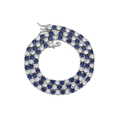 4mm Hip Hop Claw Set Blue CZ Stone Bling Iced Out Tennis Link Chain Chokers Necklaces for Men/Women Jewelry