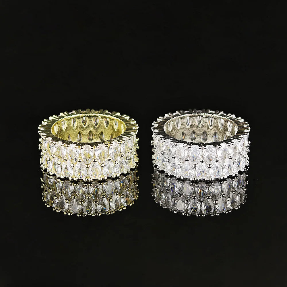 New Sliver Color Zircon Ring for Women Luxury Filled With Crystals Embellishment Fashion Finger Ring Party Jewelry Gift