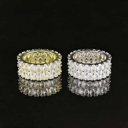 New Sliver Color Zircon Ring for Women Luxury Filled With Crystals Embellishment Fashion Finger Ring Party Jewelry Gift