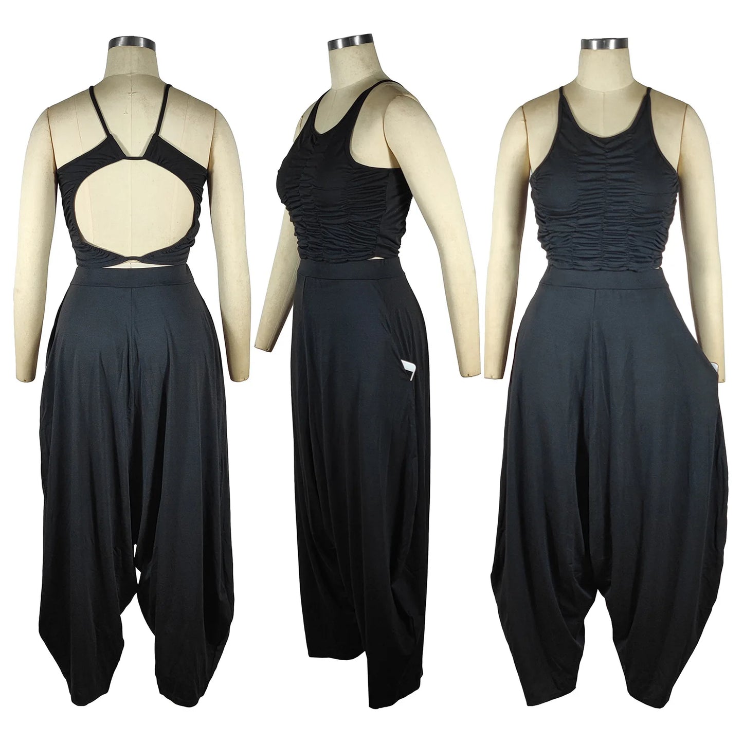 Pleated Tank Tops + Ankle-Length Pants (Unique Design)