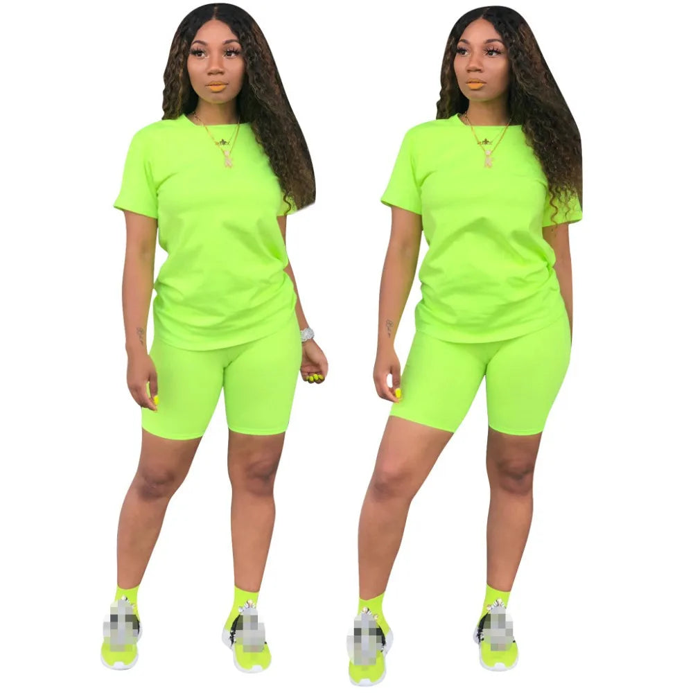 O-neck Crop Top + Short Sets 2 Piece Set For Women