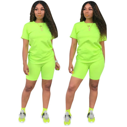 O-neck Crop Top + Short Sets 2 Piece Set For Women